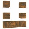 vidaXL 6 Piece TV Cabinet Set Smoked Oak Engineered Wood