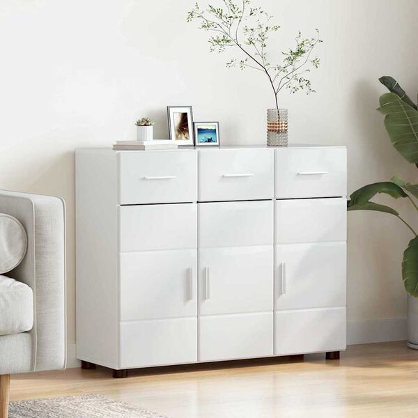 vidaXL Sideboard High Gloss White 88.5 x 30.5 x 73 cm Engineered Wood