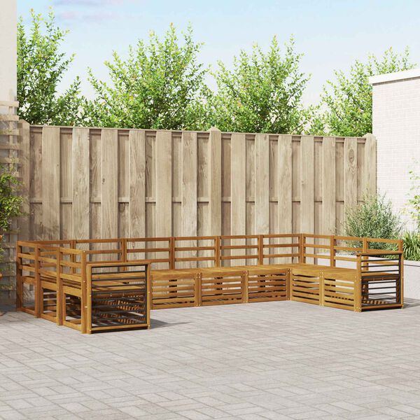 vidaXL Sofa Sets 10 pcs Natural Solid Acacia Wood