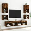 vidaXL TV Wall Cabinet with LED Lights Smoked Oak 30x28.5x30 cm