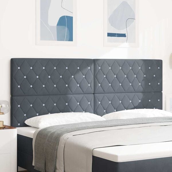 vidaXL Headboard with Headboard Dark Grey 200 cm Faux Leather
