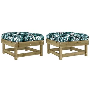vidaXL Garden Footstools with Cushions 2pcs Impregnated Wood Pine