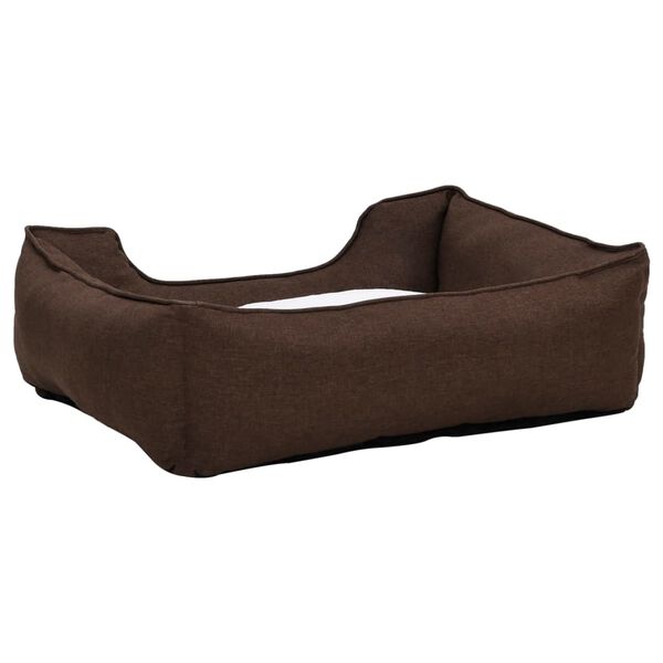 vidaXL Dog Bed Brown and White 65x50x20 cm Linen Look Fleece