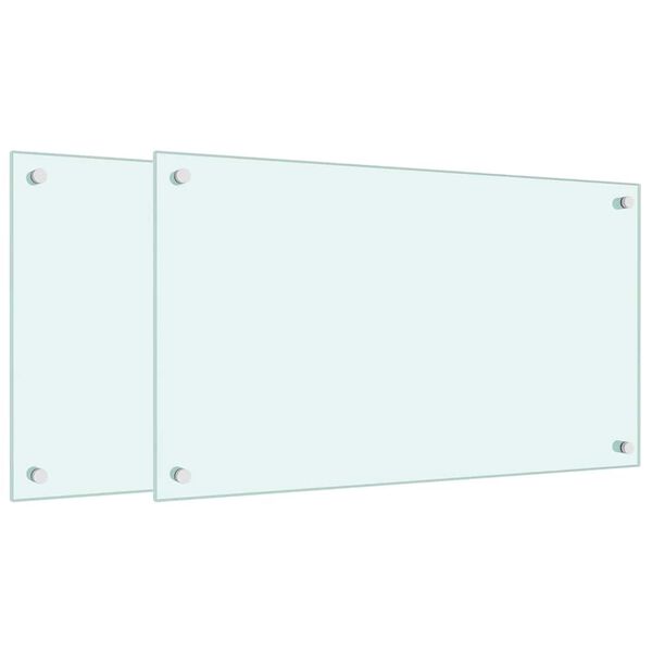 vidaXL Kitchen Backsplashes 2 pcs White 70x40 cm Tempered Glass