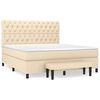 vidaXL Box Spring Bed with Mattress Cream 160x200 cm Fabric