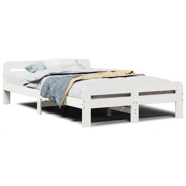 vidaXL Bed Frame without Mattress White 120x190 cm Small Double Solid Wood Pine