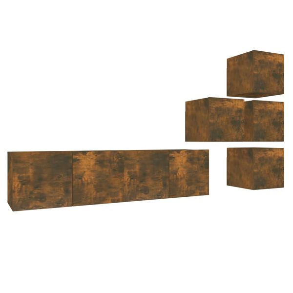 vidaXL 6 Piece TV Cabinet Set Smoked Oak Engineered Wood