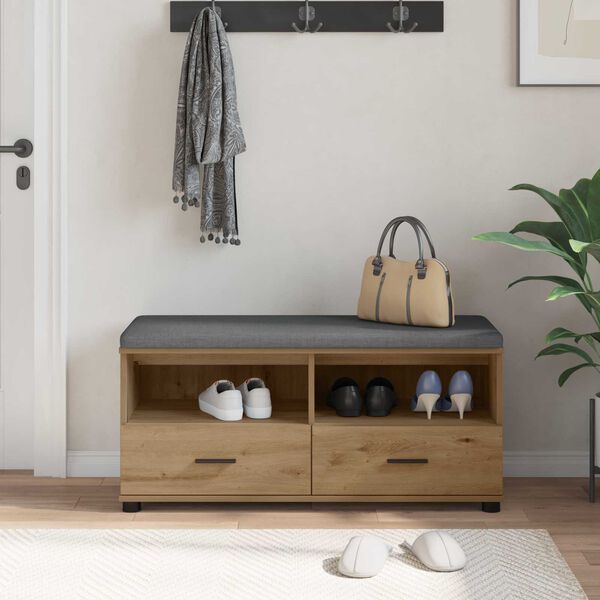 vidaXL Hall Bench with Cushion Artisan Oak 100 x 38 x 46 cm