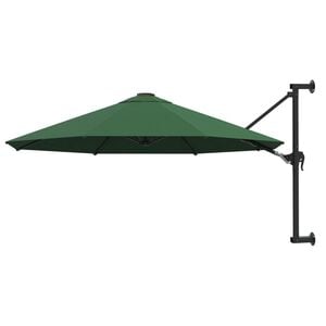 vidaXL Wall-Mounted Garden Parasol with Metal Pole 300 cm Green