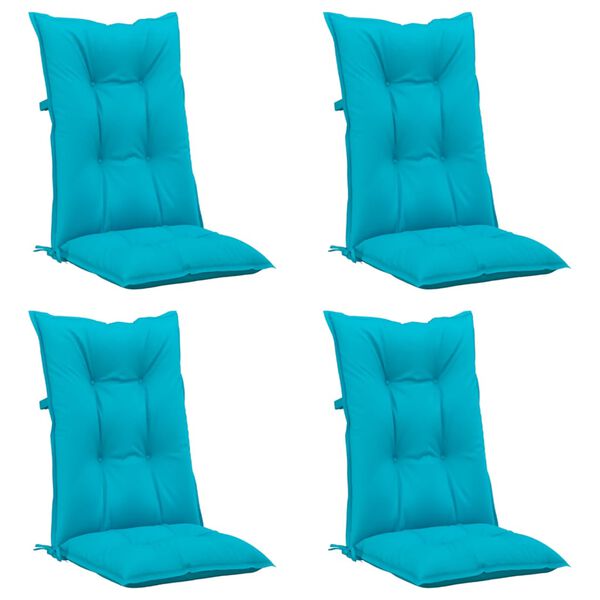 vidaXL Garden Highback Chair Cushions 4 pcs Turquoise 120x50x7 cm Fabric