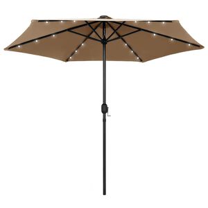 vidaXL Garden Parasol with LED Lights&Aluminium Pole 270 cm Taupe