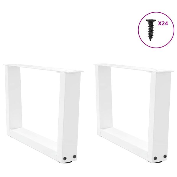 vidaXL Coffee Table Legs V-Shape 2 pcs White 50x(30-31.3) cm Steel
