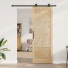 vidaXL Sliding Door Natural and Black 83 x 232 cm Solid Pine Wood