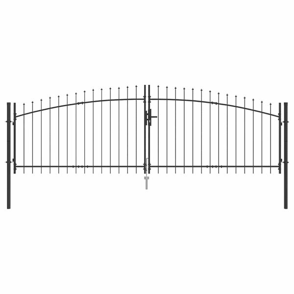 vidaXL Double Gate with Lock Grey 400 x 174.5 cm Steel