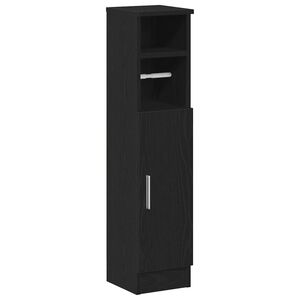 vidaXL Bathroom Cabinet with Roll Holder Black 20.5x22x90 cm