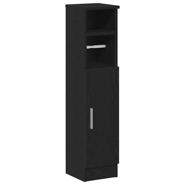 vidaXL Bathroom Cabinet with Roll Holder Black 20.5x22x90 cm