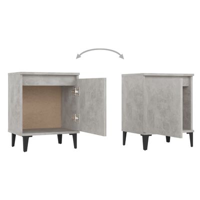 vidaXL Bed Cabinets with Metal Legs Concrete Grey 40x30x50 cm