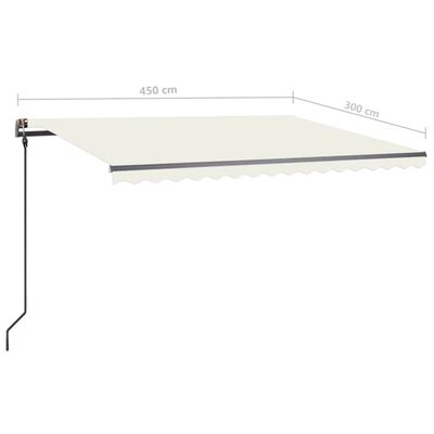 vidaXL Manual Retractable Awning with LED 4.5x3 m Cream
