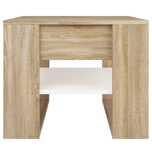 vidaXL Coffee Table White and Sonoma Oak 55.5x55x45 cm Engineered Wood