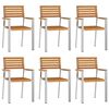 vidaXL Garden Chair 6 pcs Solid Acacia Wood and Stainless Steel
