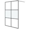 vidaXL Walk-in Shower Wall Black 140x195 cm Half Frosted ESG Glass