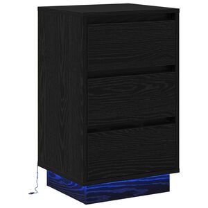 vidaXL Bedside Cabinet Black Oak 39 x 34.5 x 65 cm Engineered wood