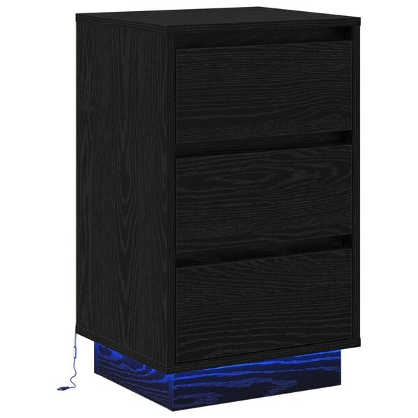 vidaXL Bedside Cabinet Black Oak 39 x 34.5 x 65 cm Engineered wood