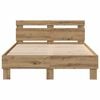 vidaXL Bed Frame with LED Artisan Oak 135 x 190 cm Engineered Wood