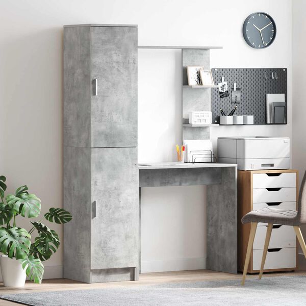 vidaXL Desk 2 pcs Concrete Grey