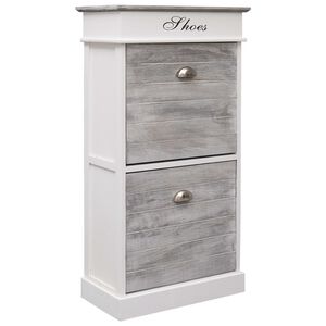 vidaXL Shoe Cabinet Grey 50x28x98 cm Paulownia Wood