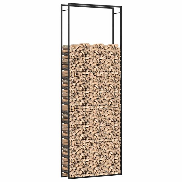 vidaXL Firewood Rack Matt Black 110x28x312 cm Steel