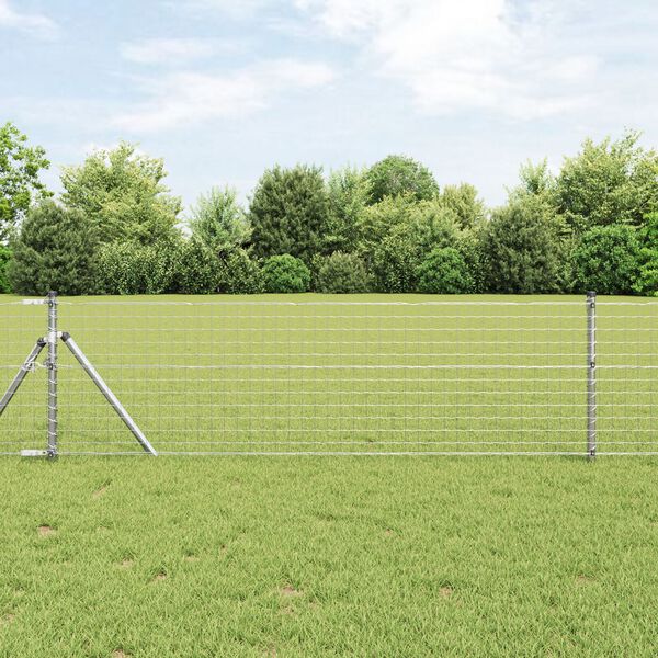 vidaXL Fence Posts Manual 13 pcs Silver Ø32mm 100 cm Galvanised steel