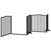 vidaXL Dog Gate with Door Foldable 4 Panels Black 320 cm Poplar Wood