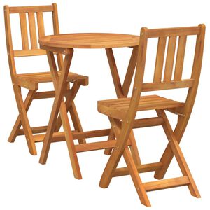 vidaXL Bistro Set Folding 3 pcs Oil Natural Solid Acacia Wood