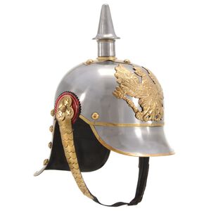 vidaXL German Prussian Helmet Antique Replica LARP Silver Steel