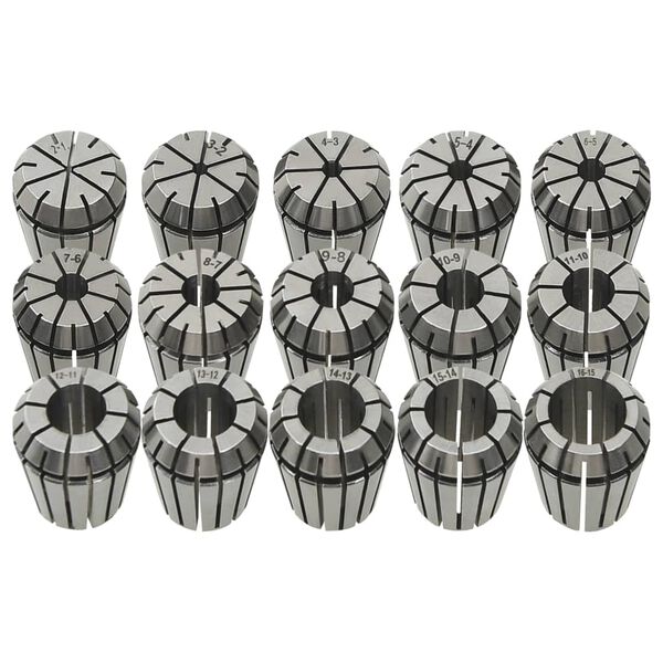 vidaXL ER25 Collets 15 pcs Turning Tool Set