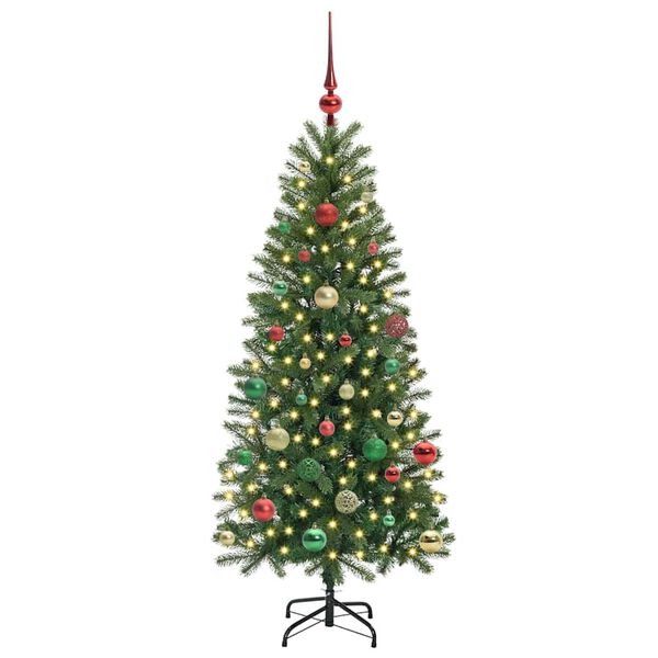 vidaXL Artificial Christmas Tree with 150 LEDs Green 150 cm PE and PVC