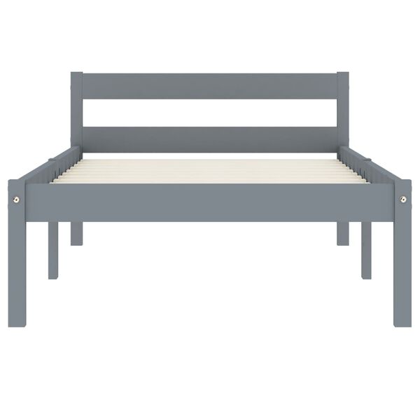 vidaXL Bed Frame without Mattress Grey Solid Pine Wood 90x200 cm (283196+321989)