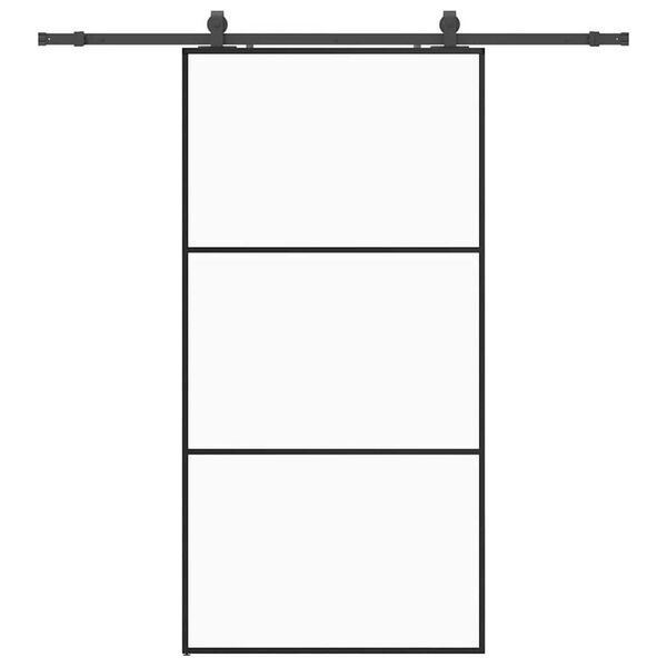 vidaXL Sliding Door with Hardware Set Black 102x205 cm ESG Glass