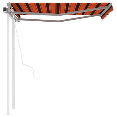 vidaXL Automatic Retractable Awning with Posts 3.5x2.5 m Orange&Brown