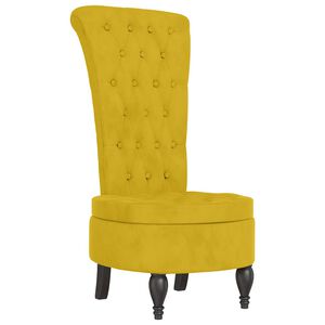 vidaXL High Back Chair Yellow Velvet Button Design