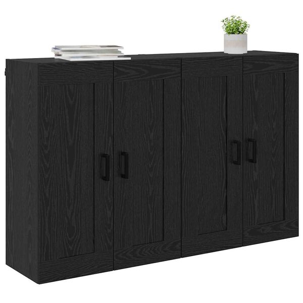 vidaXL Wall-mounted Cabinet 2 pcs Black Oak 69.5 x 34 x 90 cm