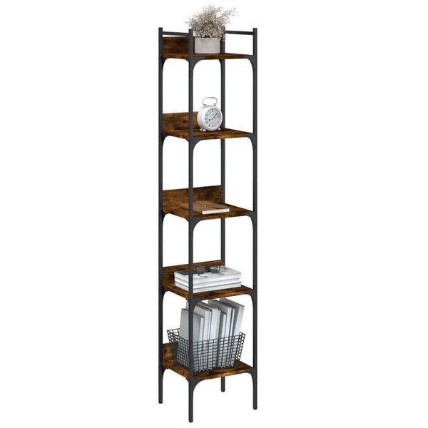 vidaXL Bookshelf 5-Tier Smoked Oak 35x30x174 cm Engineered Wood
