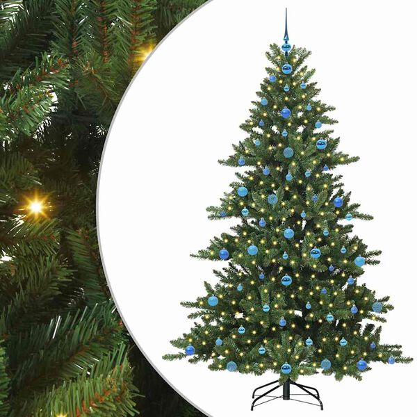 vidaXL Artificial Hinged Christmas Tree with 300 LEDs 210 cm PVC