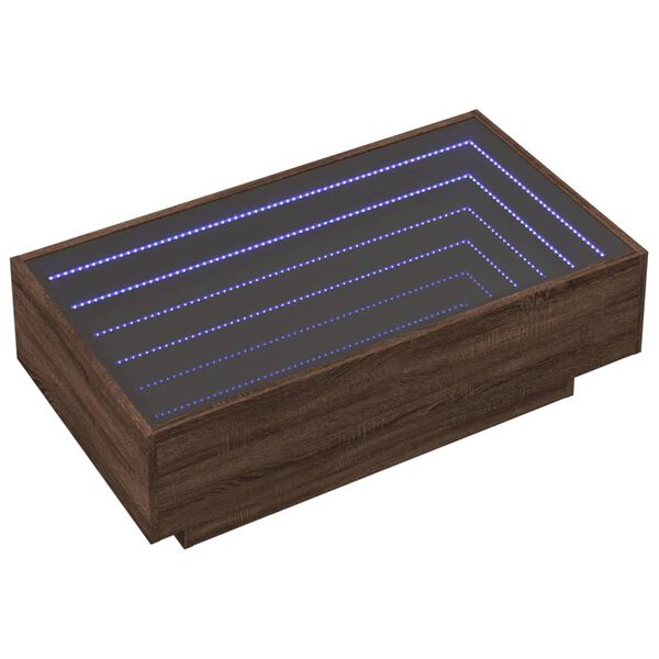 vidaXL Coffee Table with LED Brown Oak 90x50x30 cm Engineered Wood