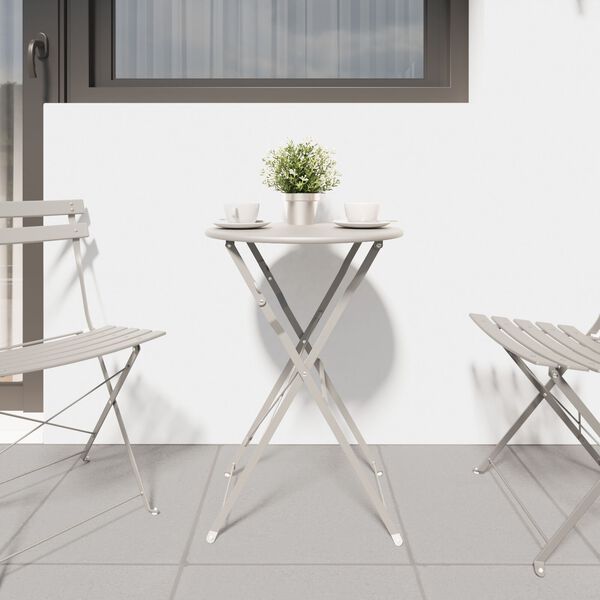 vidaXL Bistro Table Folding Beige Ø50x71 cm Powder-coated Steel