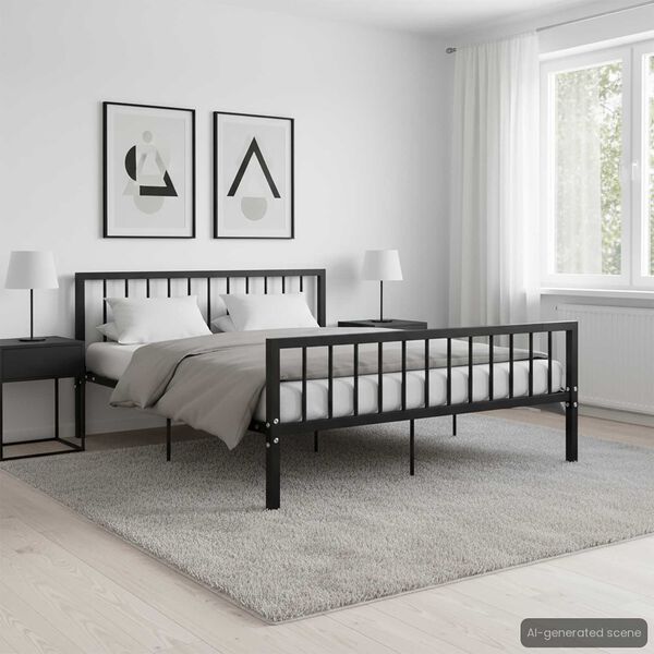 vidaXL Bed Frame without Mattress Black Metal 160x200 cm