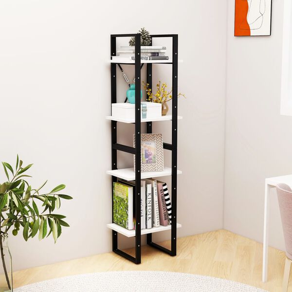 vidaXL 4-Tier Book Cabinet White 40x30x140 cm Solid Pine Wood