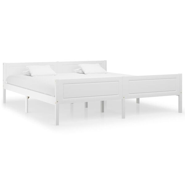 vidaXL Bed Frame without Mattress Solid Pinewood White 180x200 cm Super King