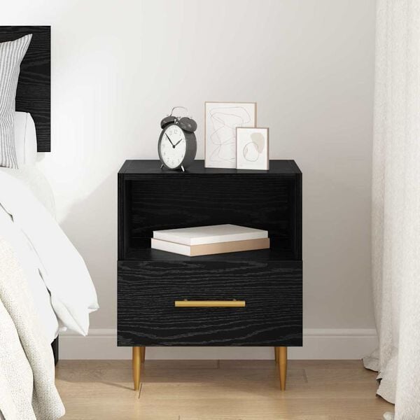 vidaXL Bedside Table Black 40 x 35 x 47.5 cm Engineered Wood